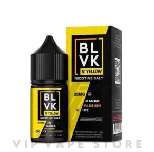 Mango passion Ice BLVK n Yellow 30 ml exotic blend of succulent mango chunks with a tangy passionfruit kick. offers a tantalizing combination of sweet and tangy flavors, enhanced by a refreshing menthol twist.