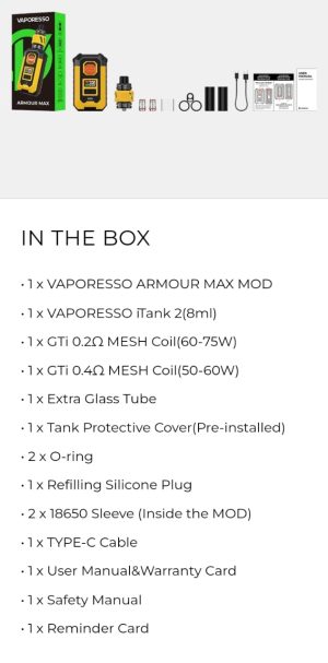 vaporesso armour max mod box