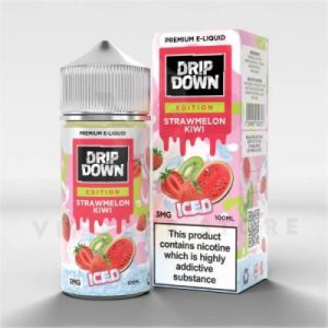 Escape to a tropical paradise with Drip Down Strawmelon Kiwi Ice 100ml e-juice is a summertime dream, fusing the refreshing sweetness of ripe strawberries and juicy watermelon with a tangy twist of kiwi for a complex and flavorful. The inhale delivers a burst of watermelon and strawberries, their combined sweetness instantly transporting you to a beachside getaway. As you exhale, a hint of tangy kiwi emerges, perfectly complementing the other fruits and adding a touch of unexpected depth. A final wave of icy menthol finishes the experience, leaving you cool and invigorated with every puff. Drip Down Strawberry melon Kiwi Ice is ideal for vapers seeking a delicious and refreshing fruity medley with a touch of icy coolness