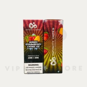 Infinity Mango Strawberry Lychee 30ml SaltNic is a tropical and sweet nicotine salt e-liquid that combines the juicy flavor of mango the sweetness of strawberry and the exotic taste of lychee this unique blend of flavors will transport you to a tropical paradise