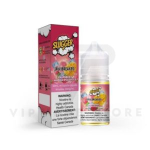 The ultimate tropical fusion with Raspberry Mango Peach Ice 30ml Slugger Jawbreaker Series this nicotine salt e-liquid combines the sweet and tart taste of ripe raspberries, the juicy and exotic flavor of mango, and the soft and fuzzy taste of peaches, all chilled to perfection with a cool menthol ice sensation. With its unique blend of flavors, this e-liquid is perfect for those who crave a sweet